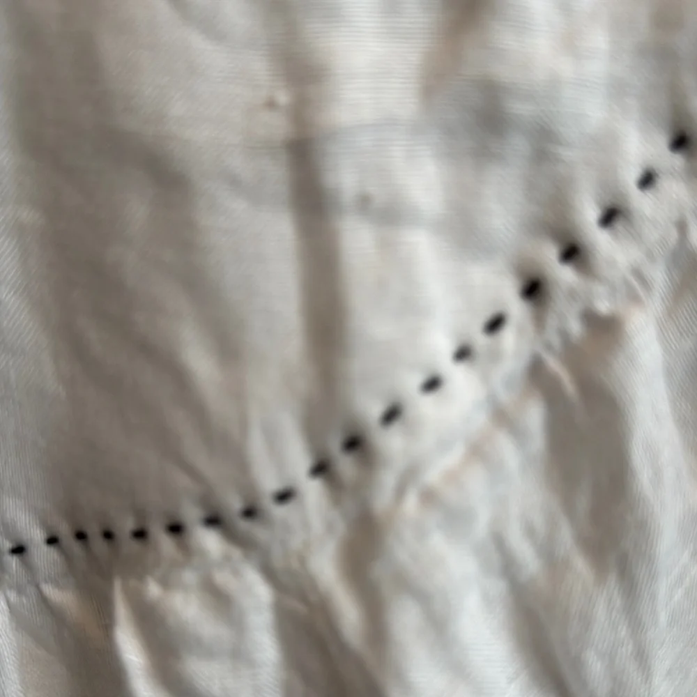 Lightweight Cream Peasant Top with Tie Neck - Picture 4 of 6